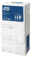 Servtky, 1/8 ohyb, 3-vrstvov, 39,5x39 cm, TORK "Soft Bon Appetit Cutlery Pocket", decor