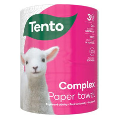 Papierov utierky, kotov, 3-vrstvov, 220 listov, TENTO "Complex", biela
