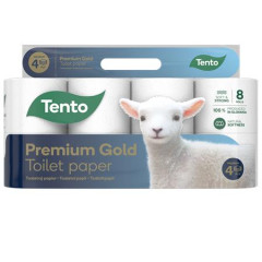 Toaletn papier, 4-vrstvov, mal kot, 8 kotov, TENTO "Premium Gold", biela