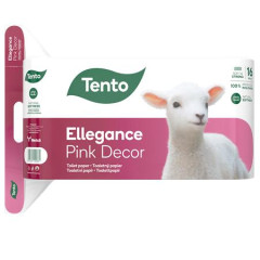 Toaletn papier, 3-vrstvov, mal kot, 16 kotov, TENTO "Ellegance Pink Decor", biela