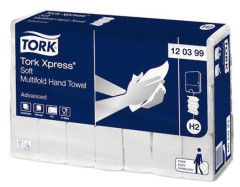 Papierov utierky, Interfold, 2-vrstvov, 136 trkov, H2 systm, Advanced, TORK "Xpress Soft Multifold", biela