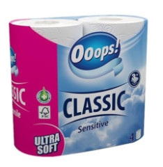 Toaletn papier, 3-vrstvov, mal kot, 4 kote, OOOPS "Classic", sensitive