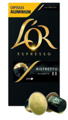 Kvov kapsule, kompatibiln s Nespresso, 10 ks, JACOBS DOUWE EGBERTS "L`OR Ristretto"