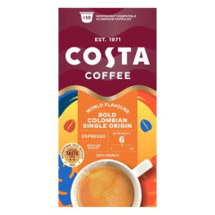 Kvov kapsule, kompatibiln s Nespresso, 10 ks, COSTA "Bold Colombian Single Origin Espresso"