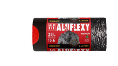 Vrecia na odpadky, zaahovacie, 35 l, 15 ks, 53x60 cm, 28 , ALUFIX "Aluflexy", ierna