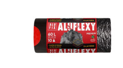Vrecia na odpadky, zaahovacie, 60 l, 10 ks, 64x69 cm, 33 , ALUFIX "Aluflexy", ierna