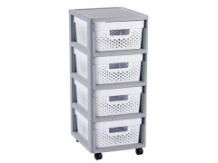 Zsuvkov regl, recyklovan plast, 4x11 l, CURVER "Infinity", siv/biela