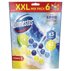 WC osvieujci blok, 6-kusov, DOMESTOS "Power 5", ocen a limetka