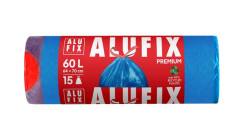 Vrecia na odpadky, zaahovacie, 60 l, 15 ks, 64x71 cm, 26 , ALUFIX, modr