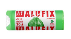 Vrecia na odpadky, zaahovacie, 60 l, 20 ks, 64x71 cm, 16 , ALUFIX, zelen