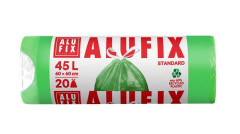 Vrecia na odpadky, zaahovacie, 45 l, 20 ks, 60x60 cm, 14 , ALUFIX, "Prmium", zelen