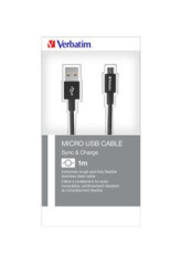 USB kbel, microUSB B, 100 cm. VERBATIM, ierny