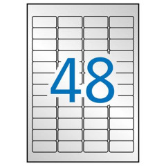 Etikety, 45,7x21,2 mm, polyester, odoln voi poveternostnm podmienk, zaoblen rohy, APLI, striebor, 960 etiket/bal