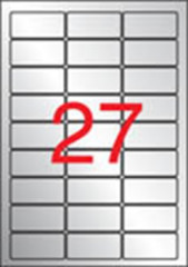 Etikety, 63,5x29,6 mm, polyester, odoln voi poveternostnm podmienkam, zaoblen rohy, APLI, striebor, 540 etikiet/bal