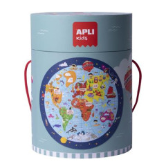 Puzzle, okrhle, 48 ks, APLI Kids "Circular Puzzle", mapa sveta