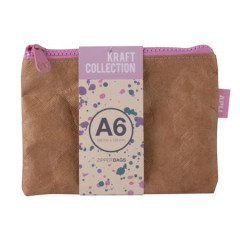 Pzdro na drobnosti, na zips, textra koenho efektu, plast, A6, APLI "Kraft", zips rznych farieb