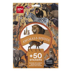 Nlepky, znova pouiten, 50 ks, APLI Kids "Stickers", zvieratk zo savany