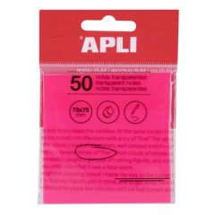 Samolepiaci bloek, priehadn, vodeodoln, 75x75 mm, 50 listov, APLI, ruov