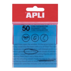 Samolepiaci bloek, priehadn, vodeodoln, 75x75 mm, 50 listov, APLI, modr