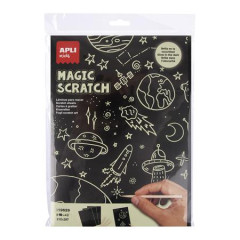 Vykrabvac obrzok, svietiaci, A4, APLI Kids "Magic Scratch", 8 hrkov