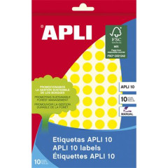 Etikety, okrhle, priemer: 10 mm, rune popisovaten, farebn, APLI, lt, 1008 etikiet/bal