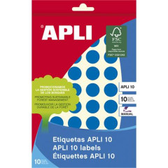 Etikety, okrhle, priemer: 16 mm, rune popisovaten, farebn, APLI, modr, 432 etikiet/bal