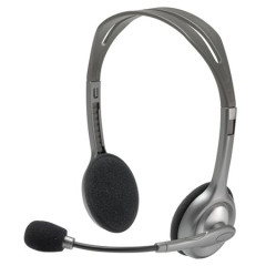 Nhlavn slchadl, s mikrofnom, LOGITECH "H110", siv