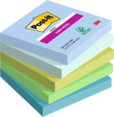 Samolepiaci bloek, 76x76 mm, 5x90 listov, 3M POSTIT "Super Sticky Oasis", mix farieb