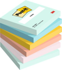 Samolepiaci bloek, 76x76 mm, 6x100 listov, 3M POSTIT "Beachside", mix farieb