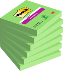 Samolepiaci bloek, 76x76 mm, 6x90 listov, 3M POSTIT "Super Sticky", zelen