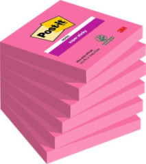 Samolepiaci bloek, 76x76 mm, 6x90 listov, 3M POSTIT "Super Sticky", ruov