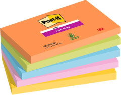 Samolepiaci bloek, 76x127 mm, 5x90 listov, 3M POSTIT "Super Sticky Boots", mix farieb