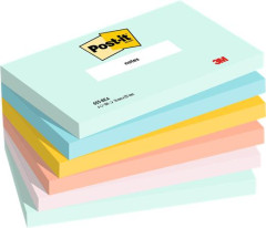 Samolepiaci bloek, 76x127 mm, 6x100 listov, 3M POSTIT "Beachside", mix farieb
