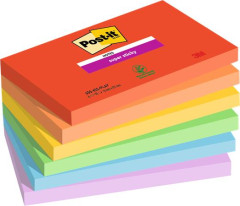 Samolepiaci bloek, 76x127 mm, 6x90 listov, 3M POSTIT "Super Sticky Playful", mix farieb