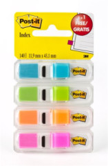 Zloky v dvkovai, plastov, 4x35 listov, 12x43 mm, 3M POSTIT, iv farby