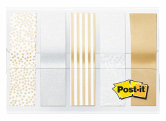 Zloka, plastov, 5x20 zloiek, 11,9x43,2 mm, 3M POSTIT, kovov odtiene