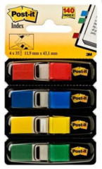 Zloka, plastov, 4x35 zloiek, 12x43 mm, 3M POSTIT, mix farieb