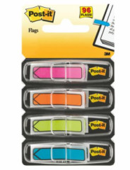 Zloky, plastov, 4x24 zloiek, 11,9x43,2 mm, v tvare pky, 3M POSTIT, mix