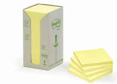 Samolepiaci bloek, 76x76 mm, 16x100 listov, ekologick, 3M POSTIT, lt
