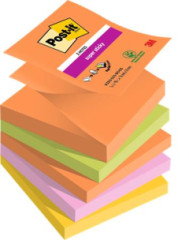 Samolepiaci bloek, "Z", 76x76 mm, 5x90 listov, 3M POSTIT "Super Sticky Boots", mix farieb