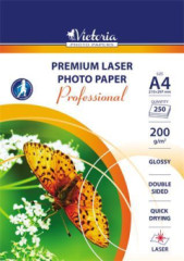 Fotopapier, pre laserov tla, A4, 200 g, leskl, obojstrann, VICTORIA PAPER "Professional"