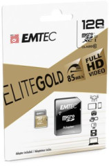 Pamov karta, microSDXC, 128GB, UHS-I/U1, 85/20 MB/s, adaptr, EMTEC "Elite Gold"