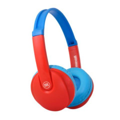 Nhlavn slchadl, detsk rozmer, bezdrtov, Bluetooth, s mikrofnom, MAXELL "HP-BT350", modr-erven