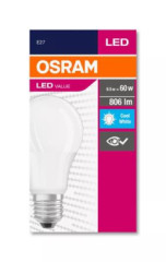 LED iarovka, E27, gua, A60, 8,5W, 806lm, 4000K (HF), OSRAM "Value"