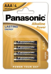 Batria,  AAA mikrotukov, 4 ks, PANASONIC "Alkaline power"