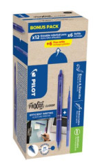 Roller, 0,35 mm, zmazaten, stlac mechanizmus, PILOT "Frixion Clicker, Bonus Pack", modr + npl