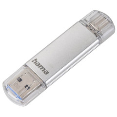 Hama Flash Pen Laeta, USB-C/USB-A 3.1, 128 GB, 40 MB/s, strieborn