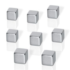 Magnet, siln, v tvare kocky, 8 ks, BE!BOARD "Neodymium", strieborn