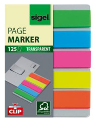 Zloky, plastov, 5x25 zloiek, 12x50 mm, s klipom, SIGEL "Clip", mix farieb