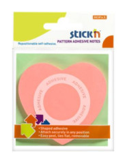 Samolepiaci poznmkov blok, srdce, 70x70 mm, 50 listov, STICK N, ruov
